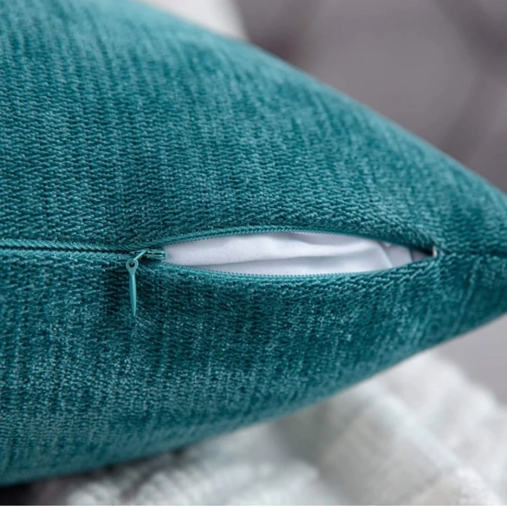 Luxury Home | Chic Teal Blue Green Soft Chenille Textured Throw Pillow Covers